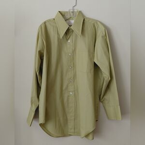 70s Arrow Kent Collection Mens Big Collar Dress Shirt Green Button Down 16-2 33